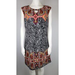 WOMEN'S SLEEVELESS PAISLEY PRINT SHEATH DRESS - PEACH VELVET - SIZE 10P